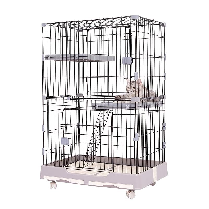 Shinyever 猫 ケージ キャットケージ 猫ゲージ 大型(ホワイト 2段