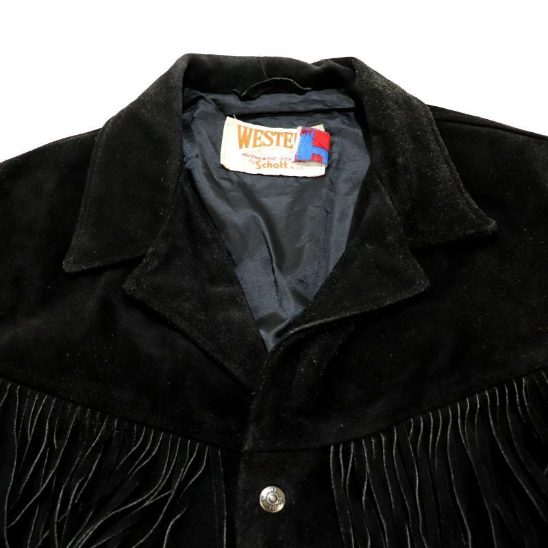 90s USA製 vintage schott 無地 ウエスタン フリンジ テーラード