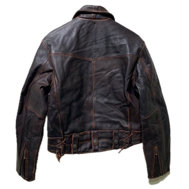 HARLEY-DAVIDSON 革ジャン レザージャケット アウター キルティング フルジップ 無地 アメカジ 古着