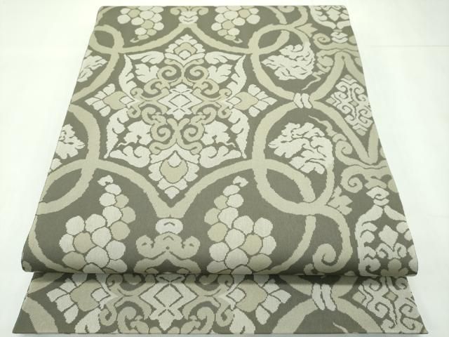 平和屋本店■最高級 人間国宝 北村武資 経錦 六通柄袋帯 葡萄唐草 媚茶色地 ますいわ屋扱い 色紙・略歴書・共箱付き 逸品 CZAA1766s5 平和屋本店□最高級 人間国宝 北村武資 経錦 六通柄袋帯 葡萄唐草 媚