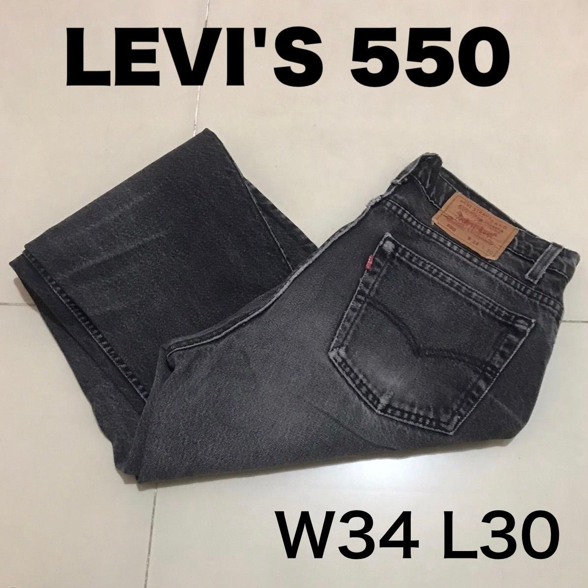 T348【Levi's 550 BLACK】W34 L30 USA製 ブラック ワイド バギー 古着 