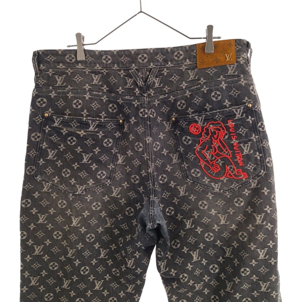 LOUIS VUITTON (ルイヴィトン) 22AW RM222 UZD HND63W モノグラムジャガード バギーデニムパンツ ダークグレー