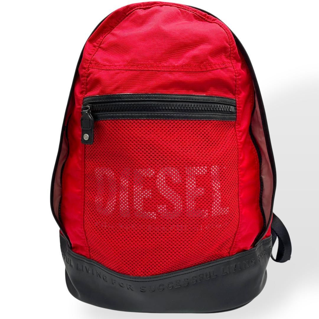 DIESEL エンボスロゴ リュック レッド 新品 未使用 希少 DIESEL エンボスロゴ レッド リュック バックパック