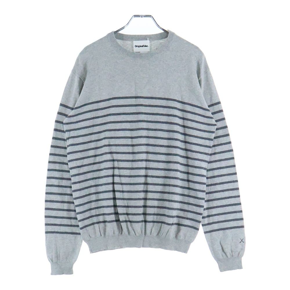 Original Fake オリジナルフェイク ボーダー クルーネックニットセーター グレー