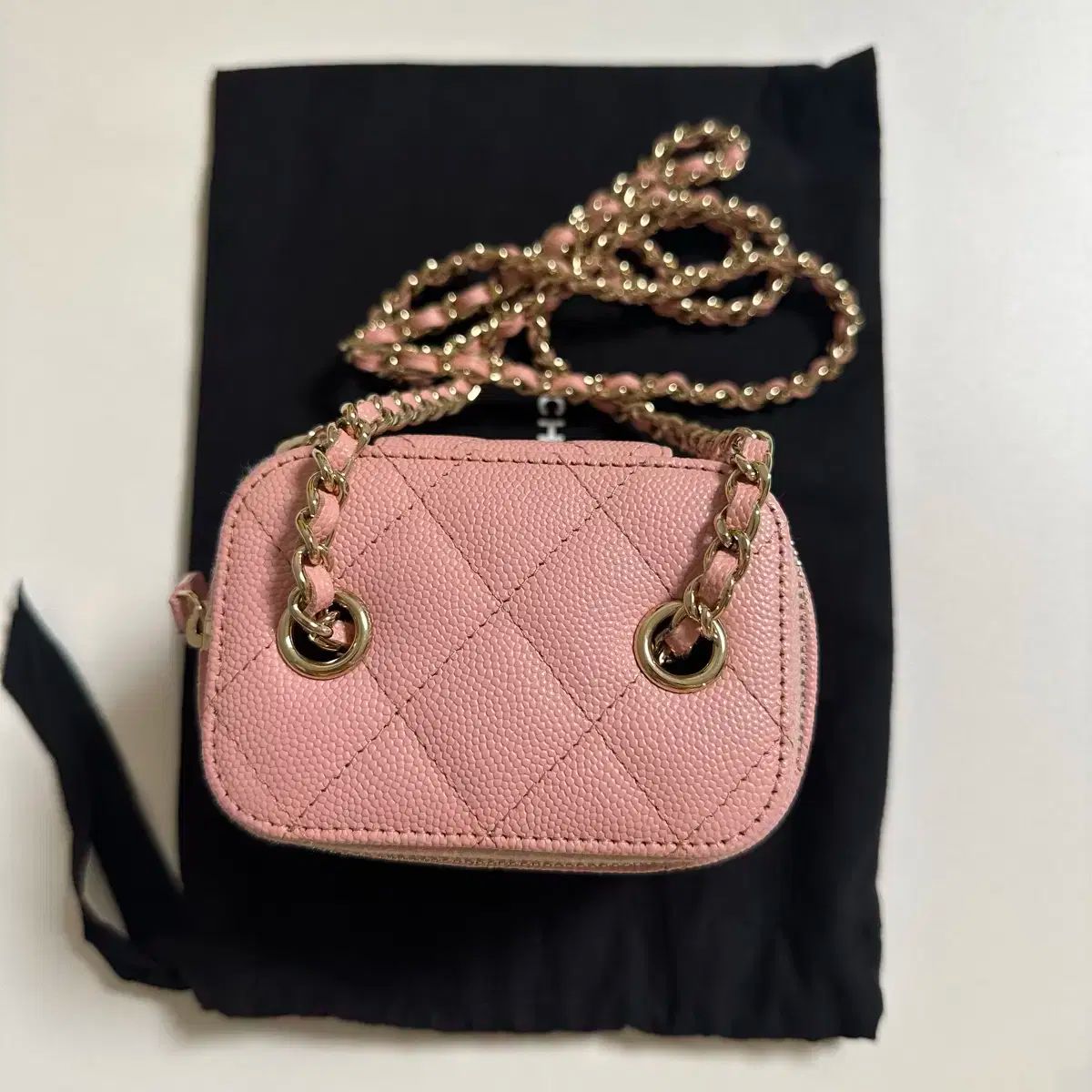 Chanel シャネル バニティ 平方 キャビア ピンク