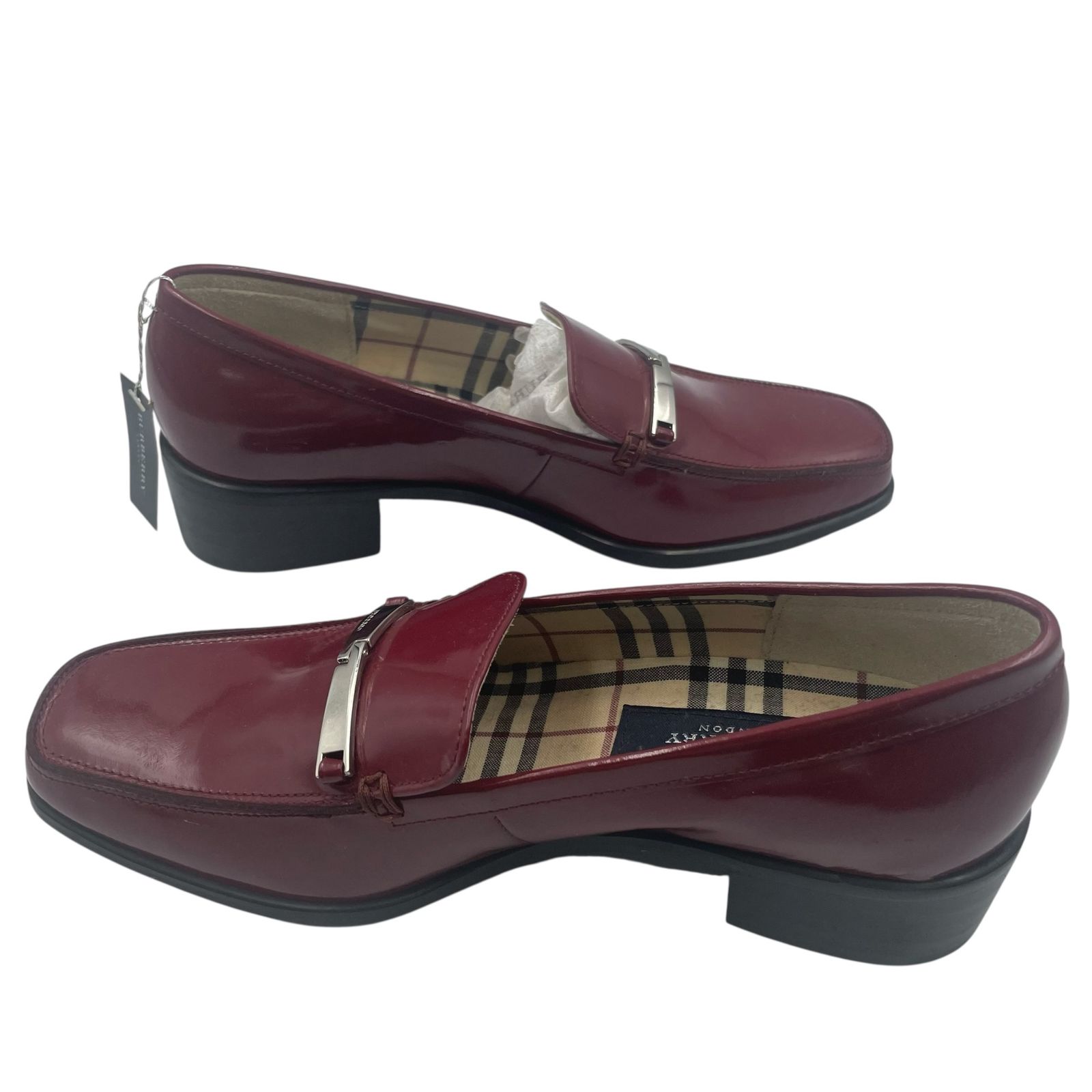 未使用品 BURBERRY バーバリー ローファー スクエアトゥ ロゴ