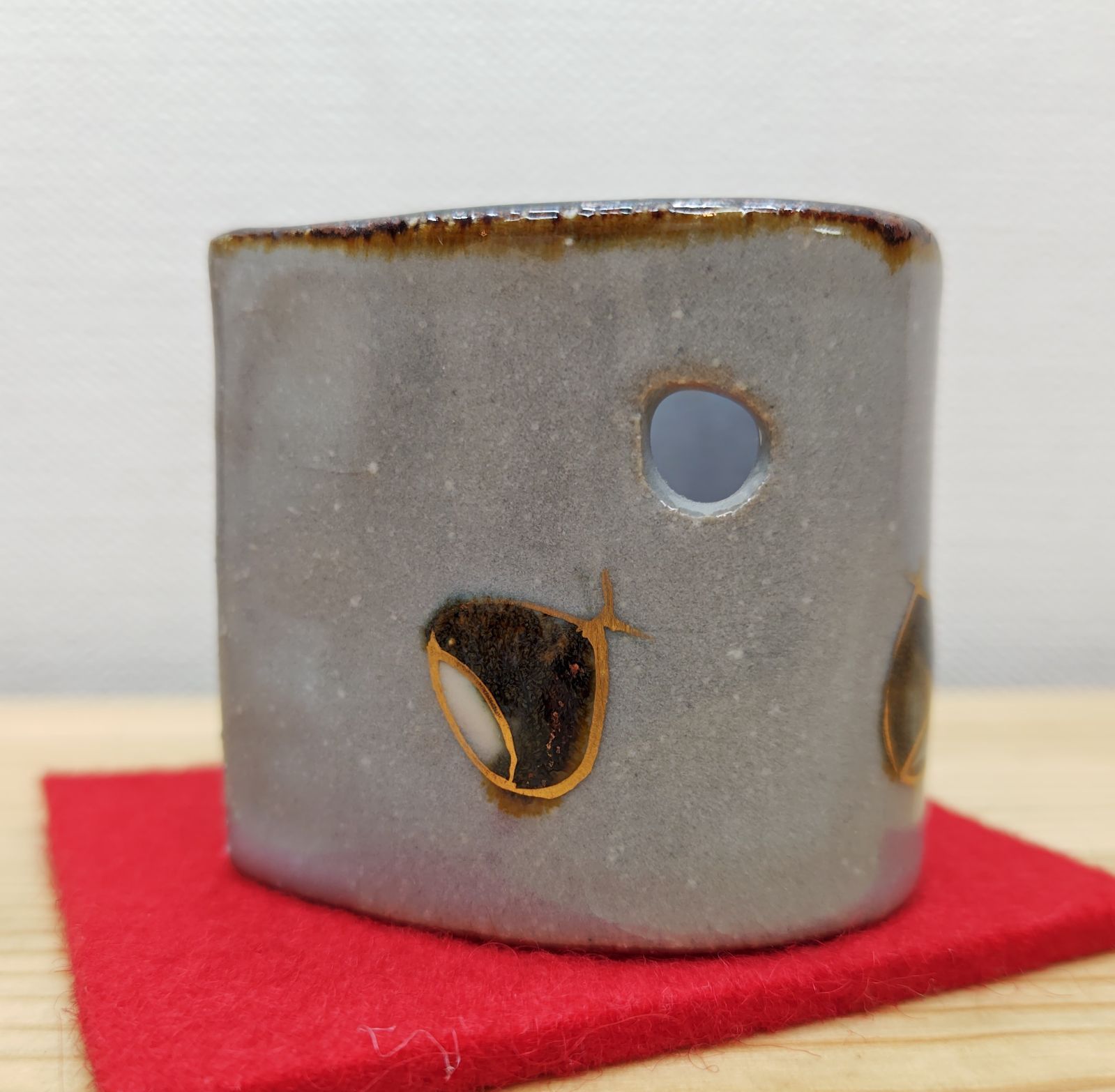 逢絢亭・新品】茶道具 蓋置 京焼 栗の形 山川敦司 共箱入り 送料込【逢