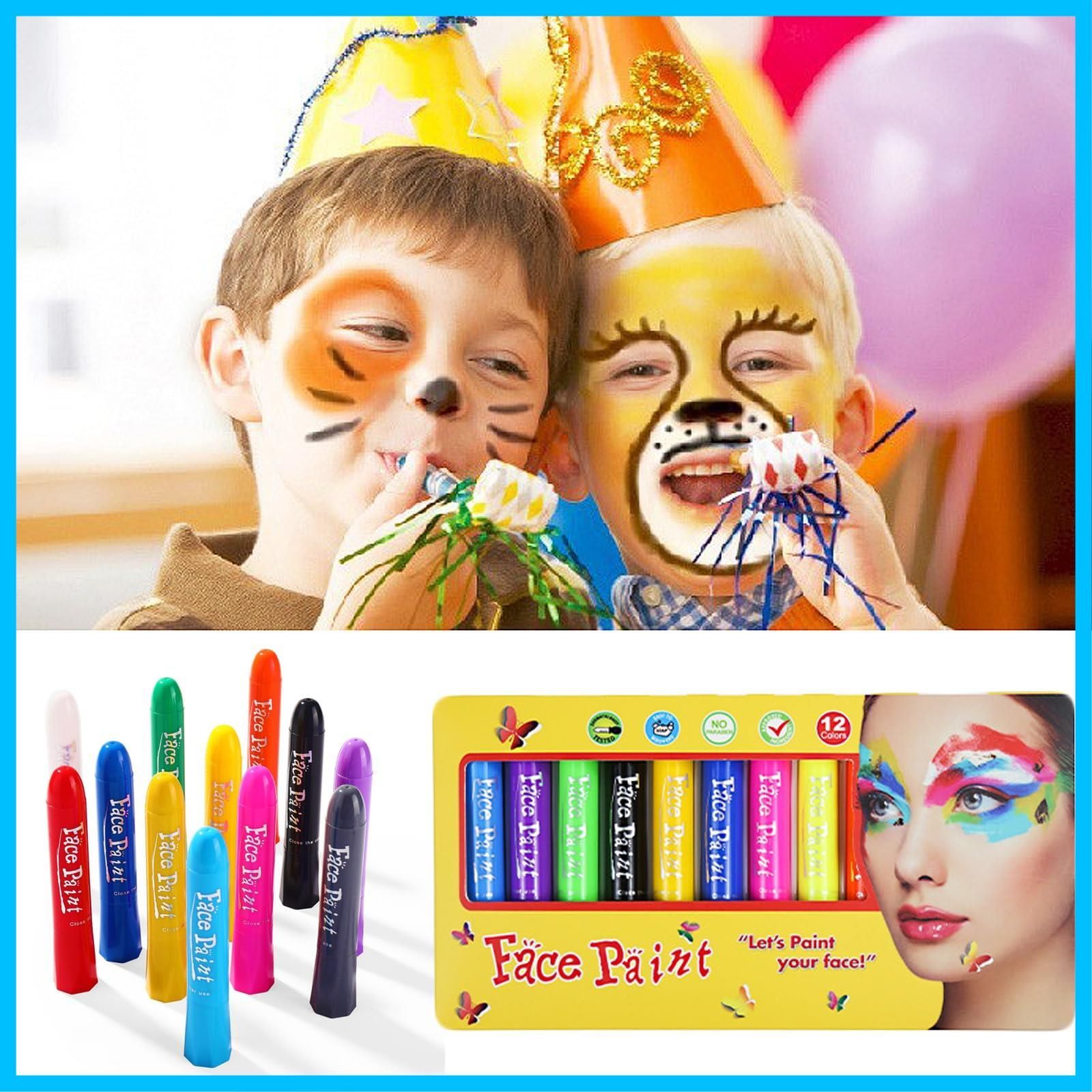 【大特価セール】フェイスペイント 12色 顔ペン ウォッシャブル ボディペイント メイクアップ コスプレ小物 絵具 簡単水洗 安全無毒 イ