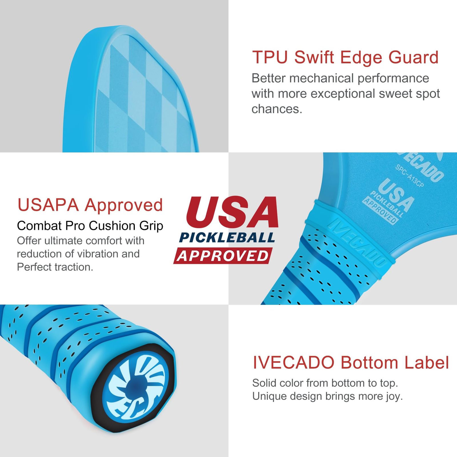 Ivecado ピックルボールパドル USAPA承認 カーボンファイバー表面