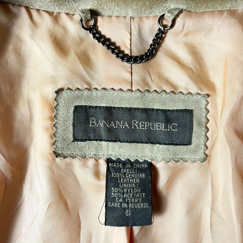 00s BANANA REPUBLIC サテン ライナー 本革 スエード レザー