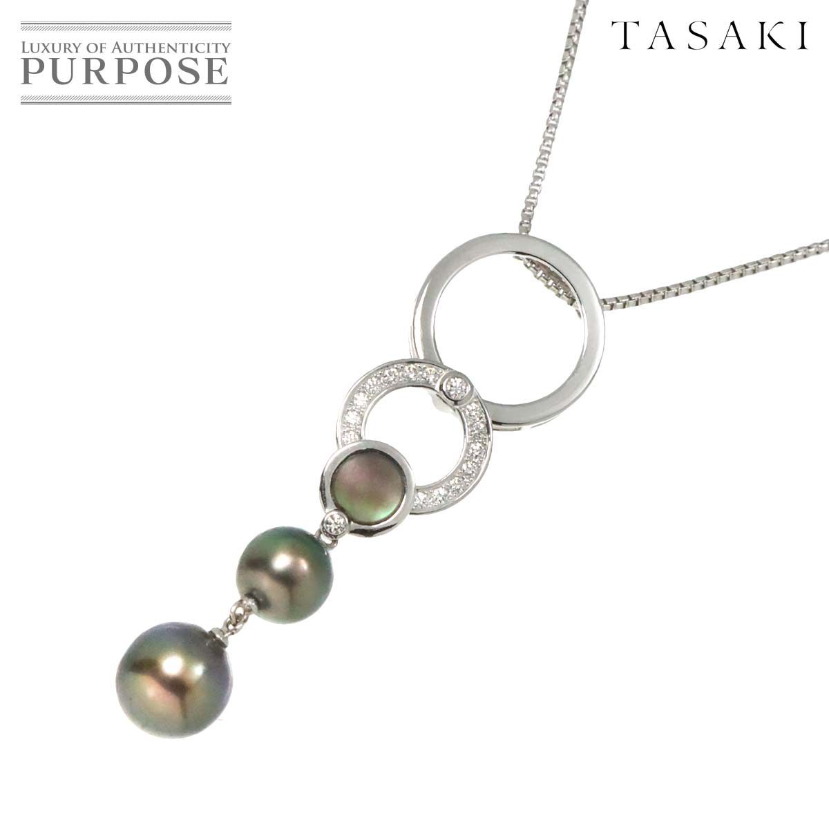 タサキ TASAKI 黒蝶真珠 10.5-8.9mm ダイヤ 0.27/0.02ct シェル タサキ TASAKI 黒蝶真珠 10.5-8.9mm ダイヤ 0.27/0.02ct シェル