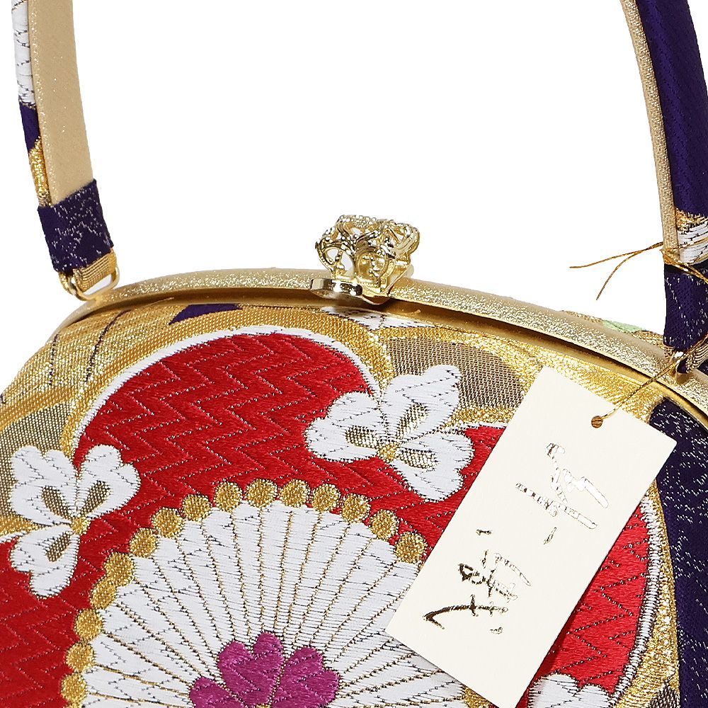 紗織 振袖用 草履 バッグ セット 正絹 金 赤 紺 水色 梅花 LL S8917