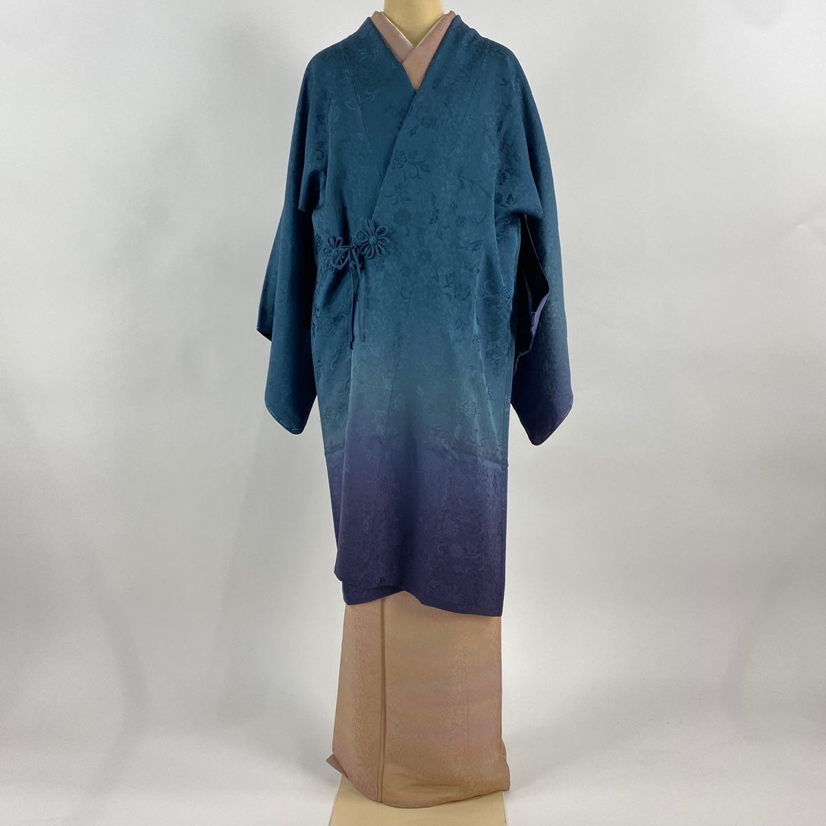 道中着 身丈105cm 裄丈66cm M 和装コート リバーシブル 地紋 染め分け  