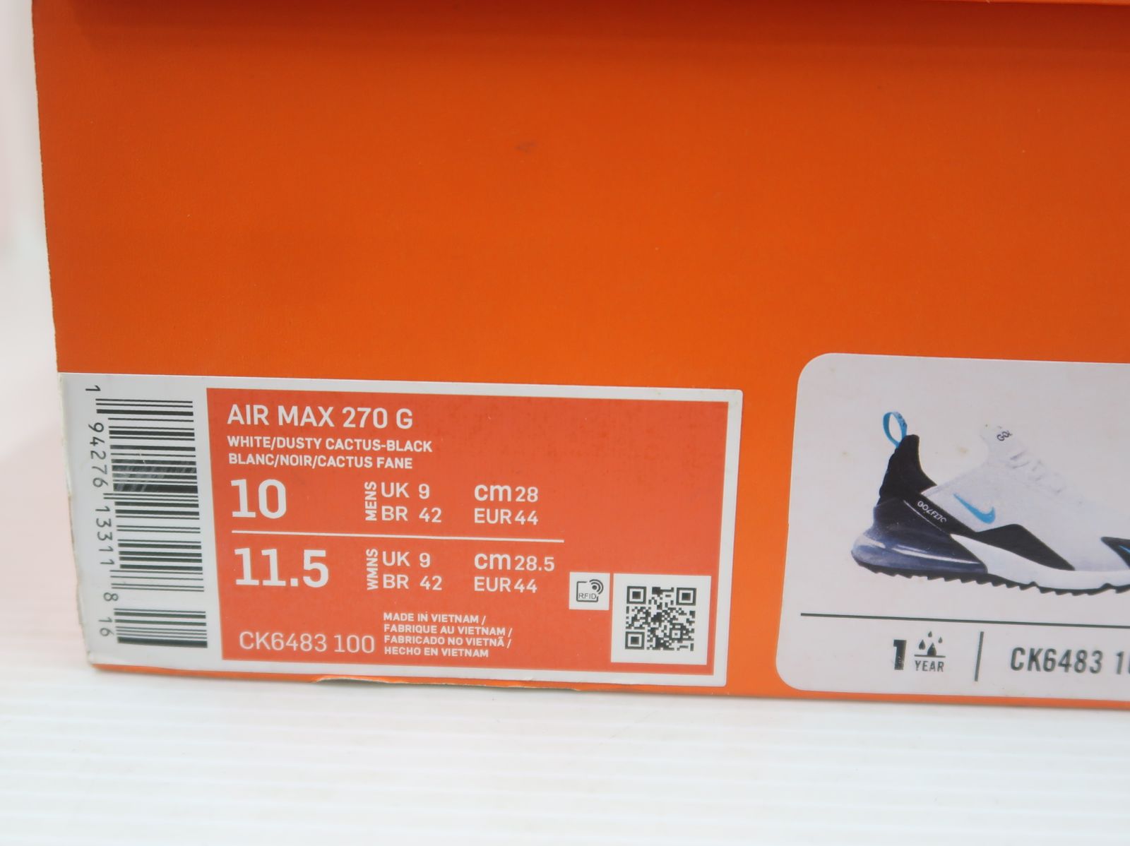 NIKE ナイキ AIR MAX 270 G エア マックス CK 6483-100 スパイクレス ゴルフシューズ 28㎝
