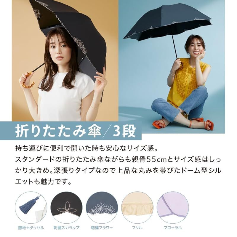 ランバンオンブルー 遮光者熱晴雨兼用UV折りたたみパラソル ワイド