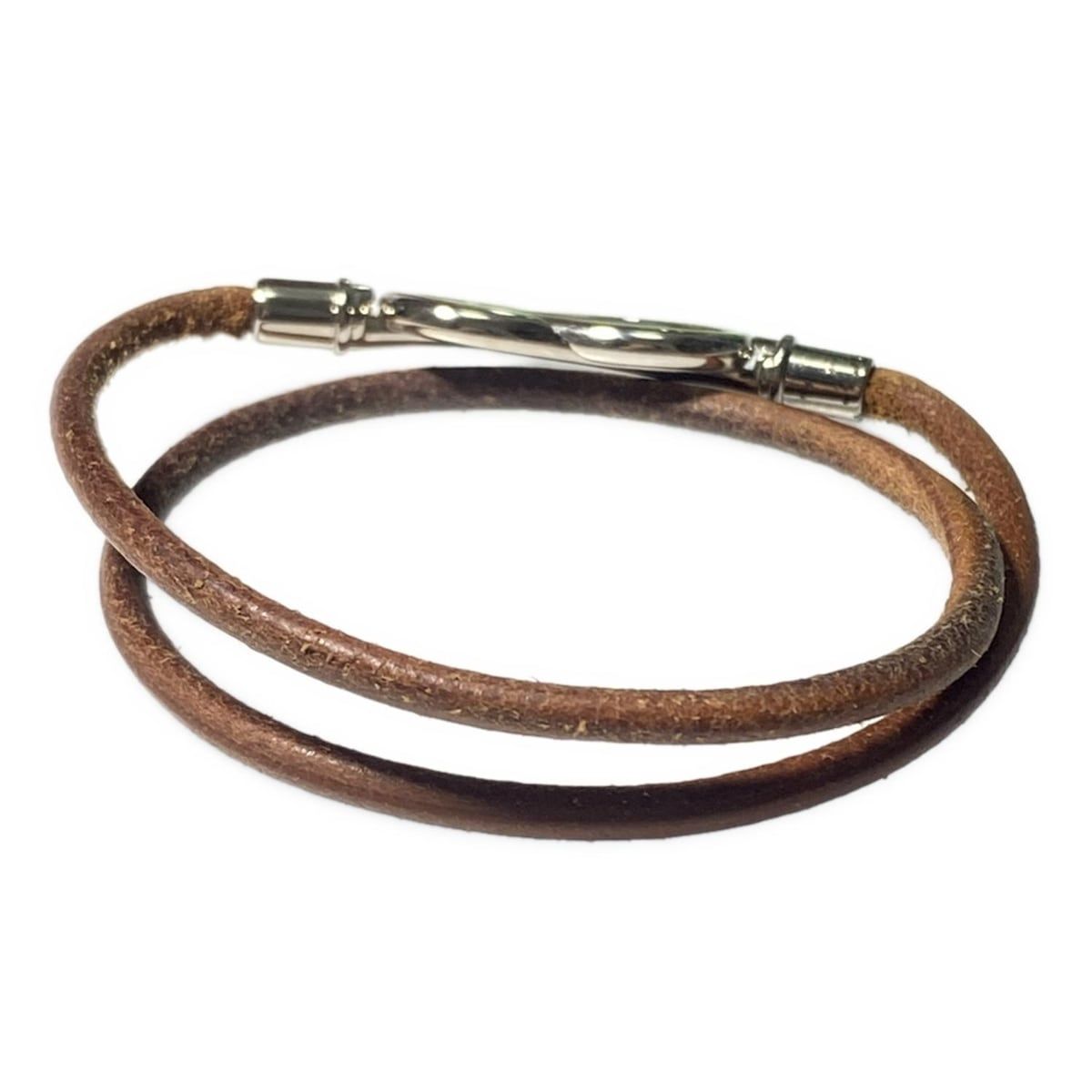 エルメス HERMESブレスレット アタメ ブラウン HERMES エルメス アタメ ブレス レザー ブラウン シルバー