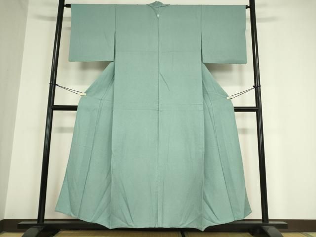 平和屋着物 上質な色無地 単衣 青竹色 正絹 DAAX3112az