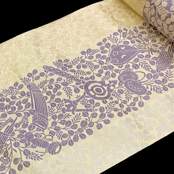 新品 未仕立て品 博多織 八寸帯 黒穂間道 森博多織 正絹 日本製