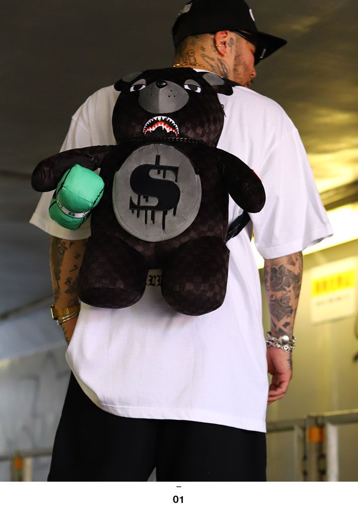 SPRAY GROUND ぬいぐるみ バッグ かわいい 熊 リュック メンズ