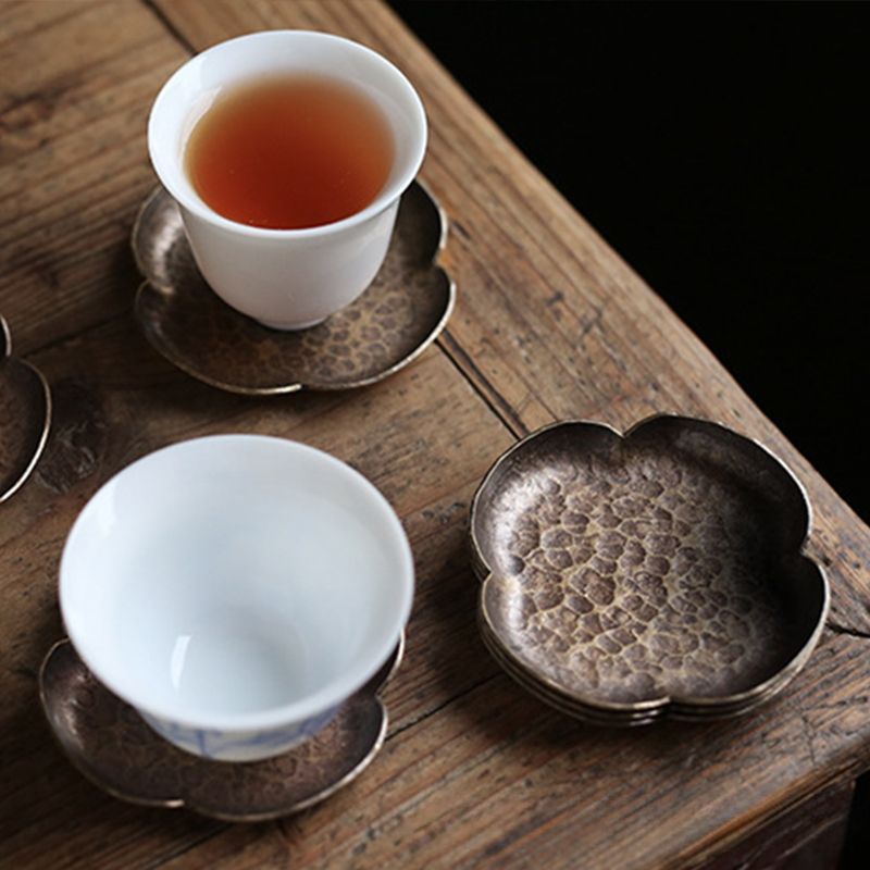茶こぼし 銅製 花模様　茶托1枚付き 銅製 茶托 3点セット （ハナカイドウ花型） - メルカリ
