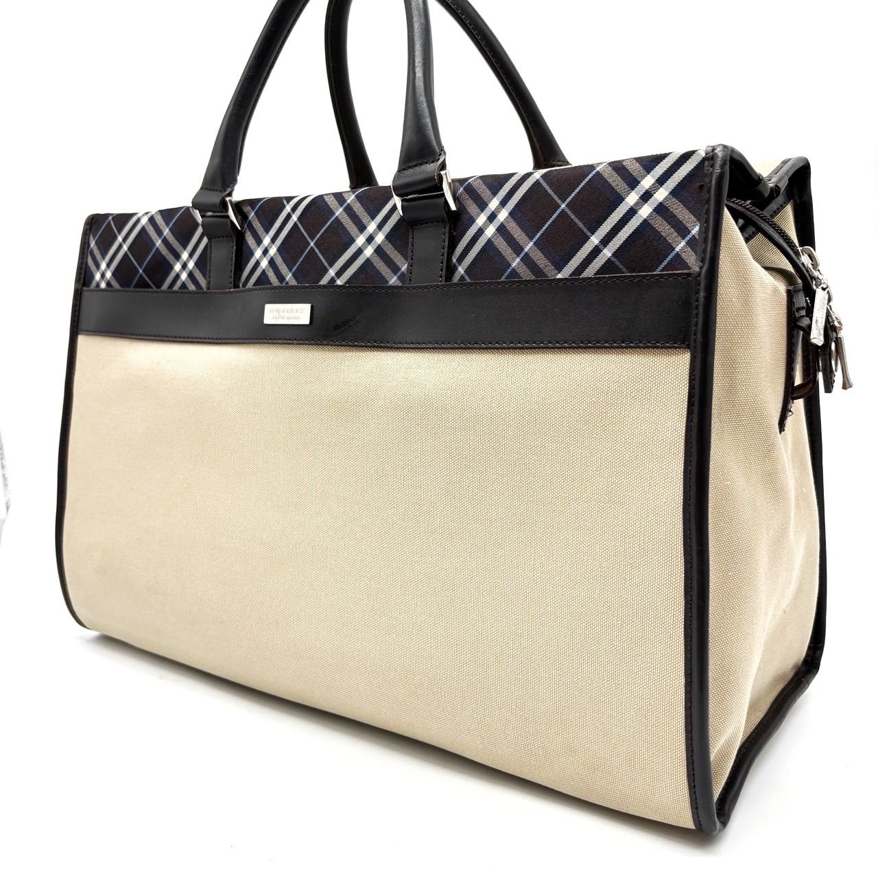 美品 バーバリー　ハンドバッグ ノバチェック レザー キャンバス サフィアーノ 超美品 BURBERRY ハンドバッグ サフィアーノレザー×キャンバス地