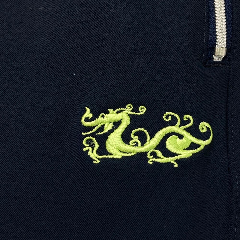 サイズ：2 DANCE WITH DRAGON ダンスウィズドラゴン  バックロゴ刺繍 ロングパンツ  ネイビー系 [240101420970] ゴルフウェア メンズ ストスト サイズ：2 DANCE WITH DRAGON ダンスウィズドラゴン バックロゴ