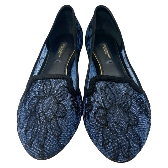 DOLCE&GABBANA レース ビジュー フラットシューズ 36 DOLCE&GABBANA レース ビジュー フラットシューズ 36