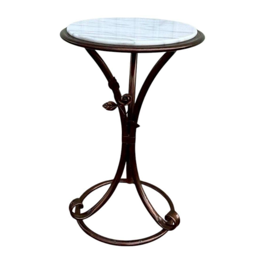 ヴィンテージ 大理石 × アイアン ラウンドテーブル