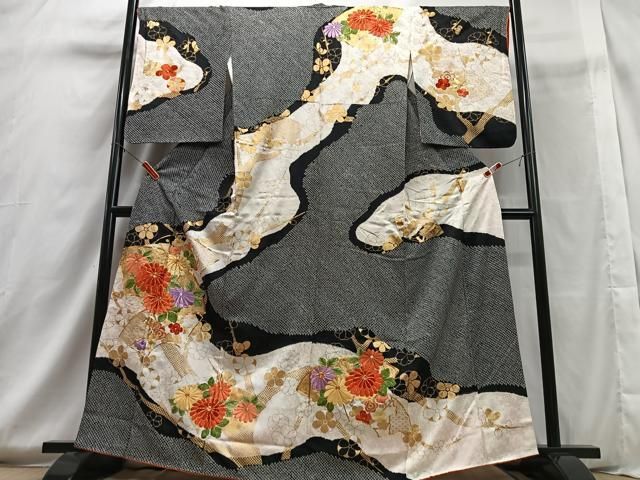 平和屋着物＃羽織 駒刺繍 流水枝花文 金彩 正絹 逸品 CAAV5606id