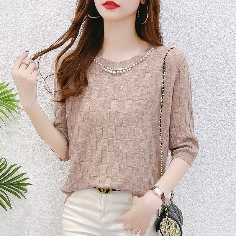 綺麗め ニット 半袖Tシャツ リラックスシルエット 無地 61Itffp-xeL._UY1000_.jpg