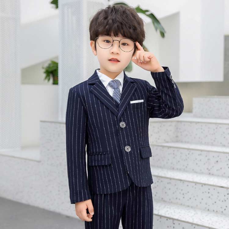 Lam◆フォーマルスーツ ストライプ 男の子 150 男の子スーツ 5点セット 子供スーツ ストライプ柄 スーツ
