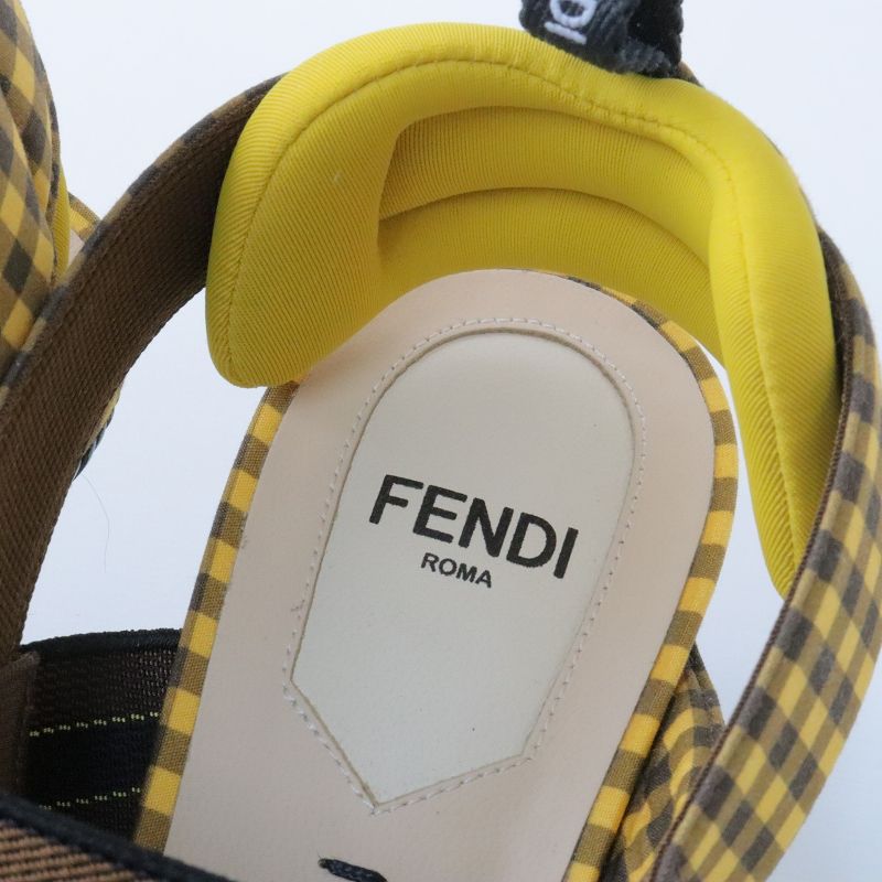 フェンディ FENDI コリブリ スリングバック チェックXフラワー ヒール