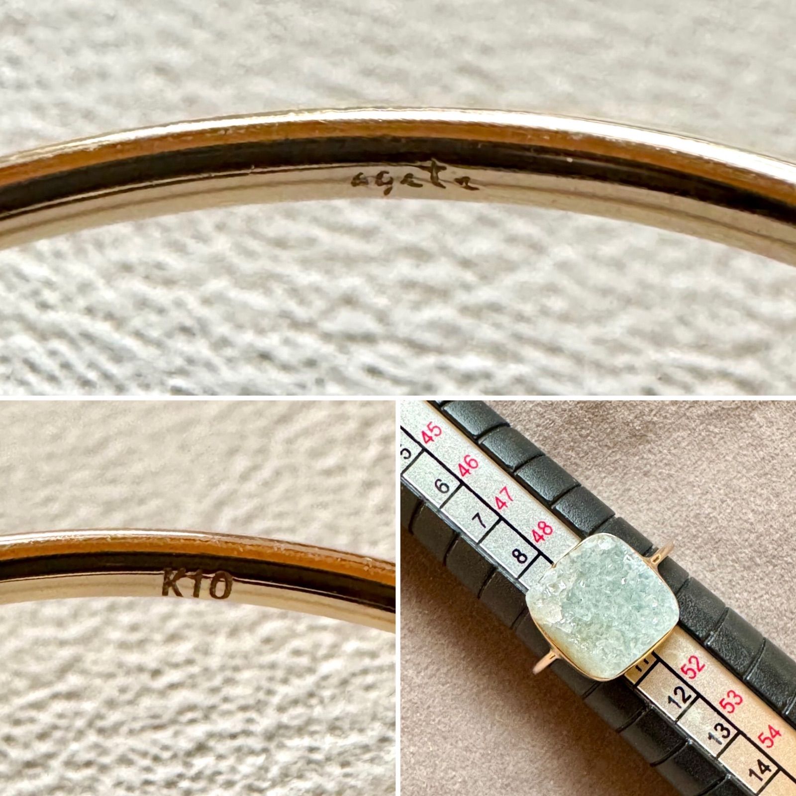 agete◇K10YG*10号*色石リング*アガット*ライトグレー - メルカリ 