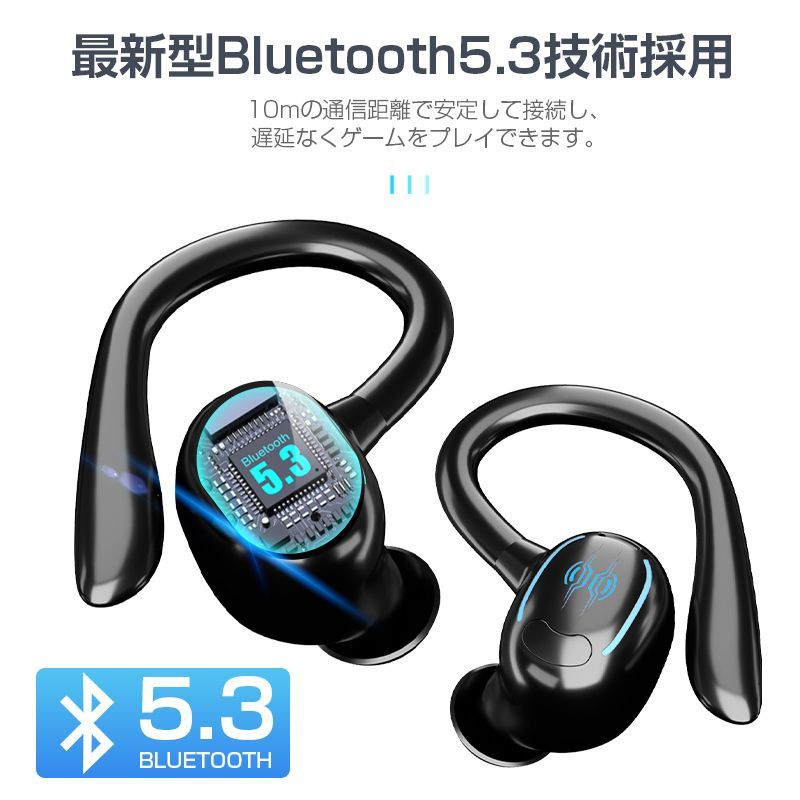 完全ワイヤレスイヤホン Bluetooth5.3 耳かけ式 カナル型イヤホン