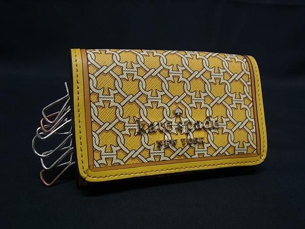 kate spade ケイトスペード 総柄 PVC×レザー 6連 キーケース 鍵入れ