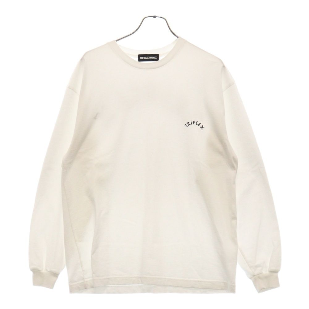 GOD SELECTION XXX (ゴッドセレクショントリプルエックス) ロゴプリント クルーネック長袖Tシャツ ホワイト