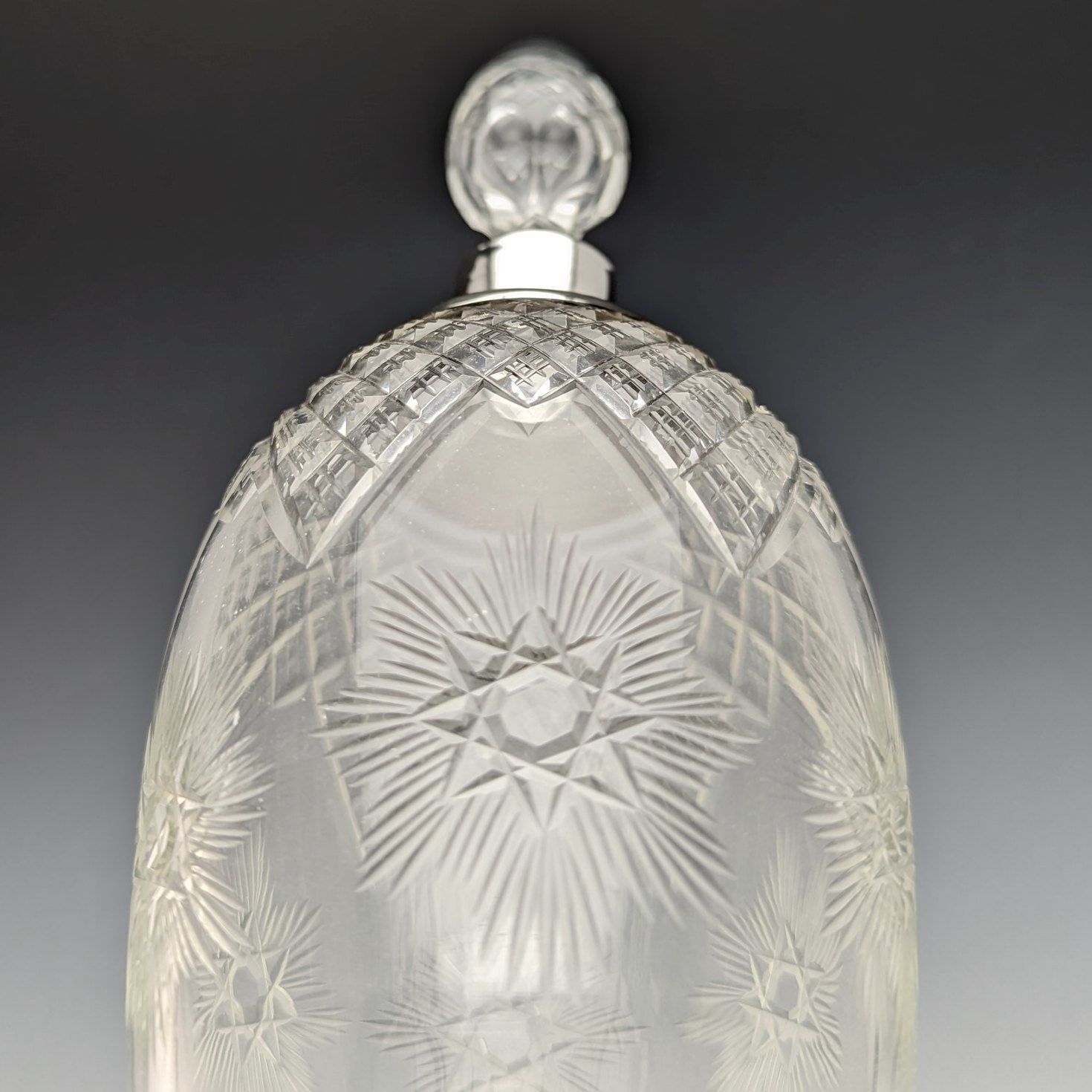 1910年 英国アンティーク 純銀装飾 ガラスデキャンタ Deakin & Sons