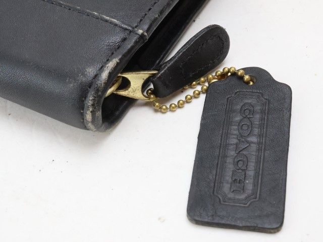 2402-74 コーチ オールド ネクタイケース COACH レザー製 ブラック 2本