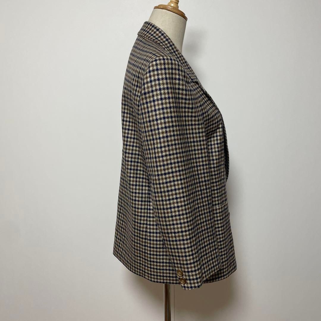 Aquascutum アクアスキュータム チェック柄 テーラードジャケット 絹混 