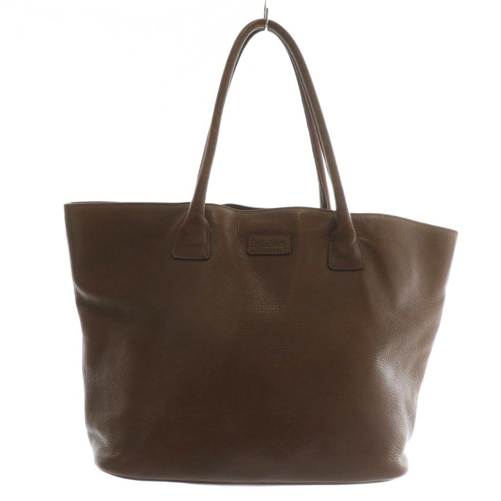 Max Maraトートバッグ マックスマーラ MAX MARA トートバッグ ハンド レザー ロゴ 茶色