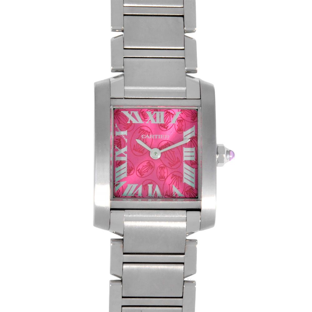 カルティエ Cartier W51008Q3 タンクフランセーズ SM 腕時計 ピンク文字盤 2006年クリスマス レディース