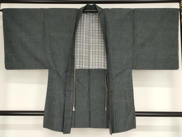 平和屋着物男性　紬　羽織　羊羹色　正絹　逸品　未使用　AAAO9656bw