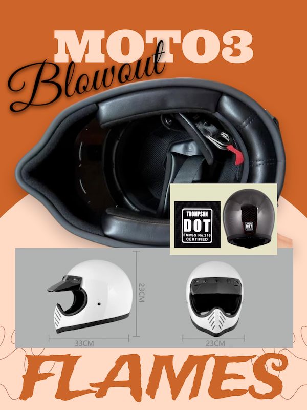 Blowout マットブラック フレイムス ビンテージ MOTO3 バイザー Blowout マットブラック フレイムス ビンテージ MOTO3 バイザー