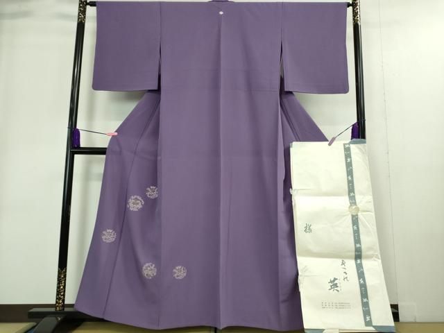 平和屋着物 上 洗える最 着物 英 はなぶさ謹製 色留袖 単衣 総刺繍 草花丸文 江戸紫絽地 たとう紙付き DZAA9362kh5