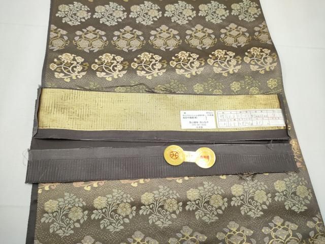 平和屋着物○西陣織 陰山織物謹製 箔屋清兵衛 六通柄袋帯 横段丸文