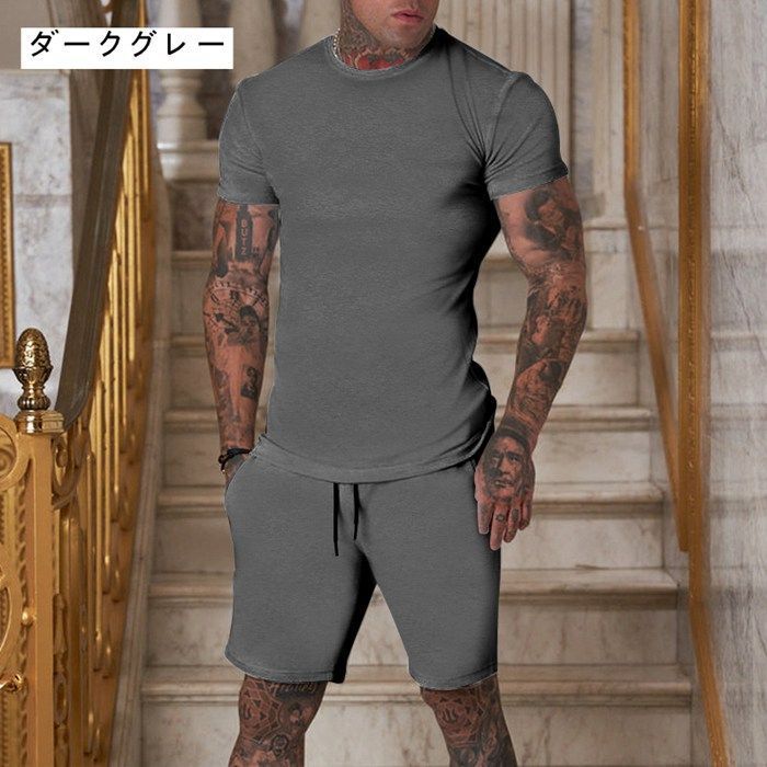 ジャージ メンズ 上下 スウェット セットアップ tシャツハーフ