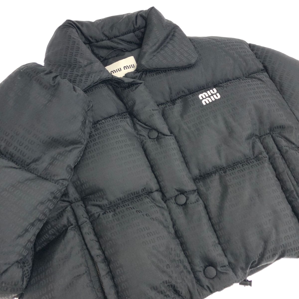 miu miu ブラックダウンジャケット サイズ42 ダウン Miu Miu クロップド ダウンジャケット | ブラック | FARFETCH JP