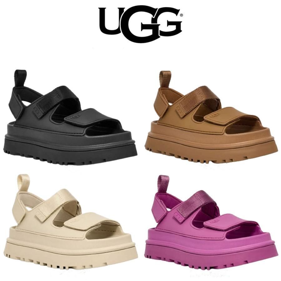 アグ サンダル UGG ストラップ 厚底 プラットフォーム マジックテープ 調節 快適 春夏 軽量 ゴールデングロウ レディース
