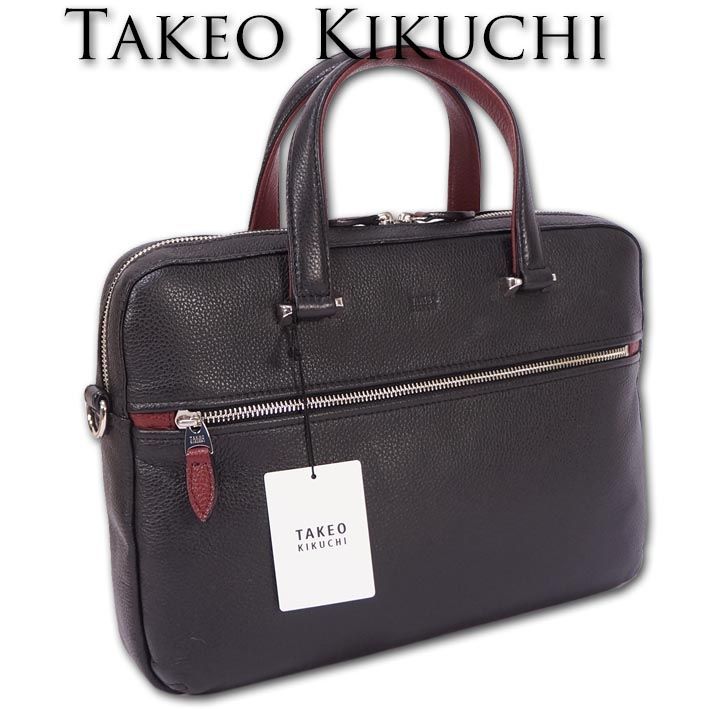 タケオキクチ TAKEO KIKUCHI 牛革 コンパクト 小型ビジネスバッグ
