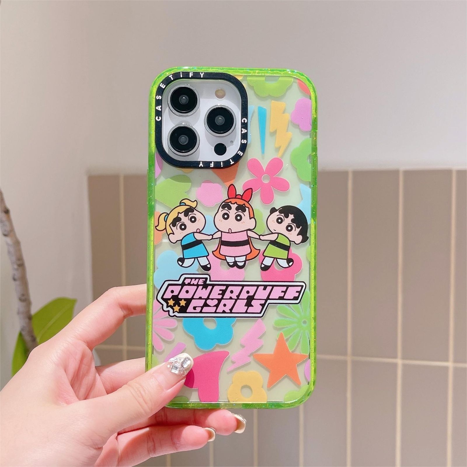 casetify  クレヨンしんちゃん×パワーパフガールズThe Powerpuff Girls Casetifyスマホケース iPhone11-iPhone 15Pro Max　可愛い  iphone15proケース